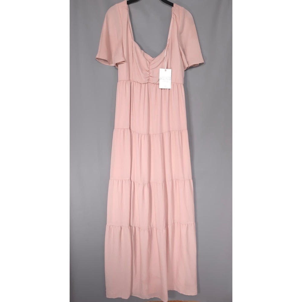 SHOW ME YOUR MUMU New Women's Nicole Maxi Dress XL Blush Pink Smocked - Picture 3 of 9